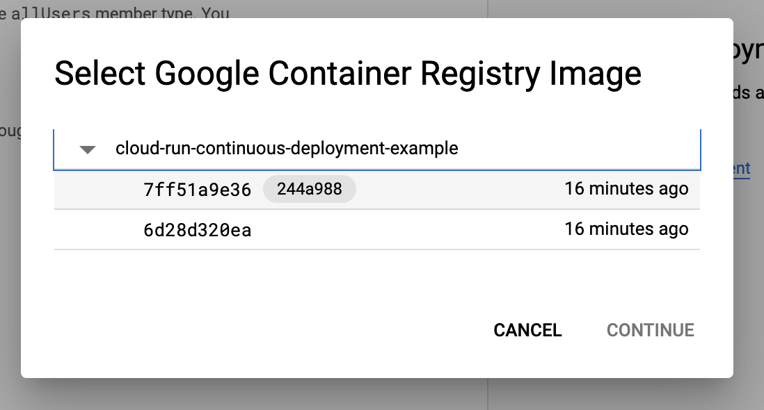 Google Cloud Cloud Run Select container image